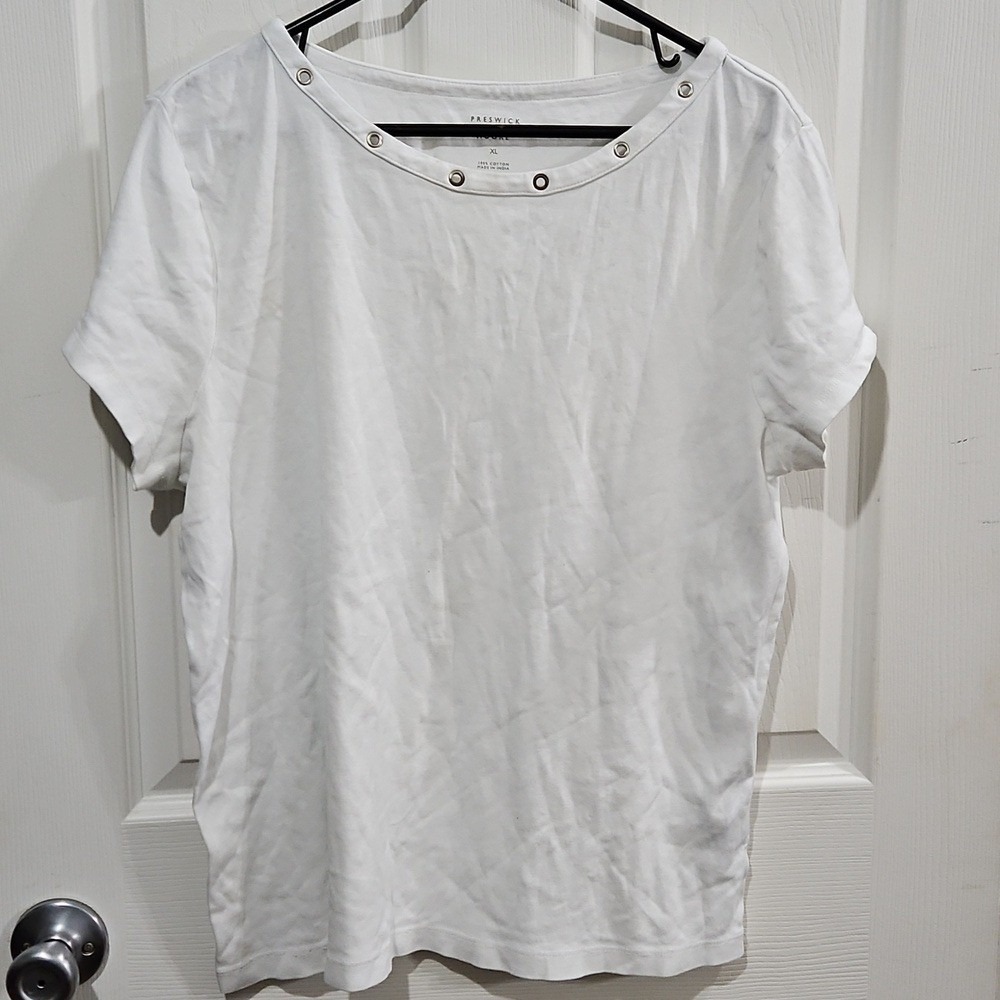 Preswick & Moore White Short Sleeve Top Size Xlarge